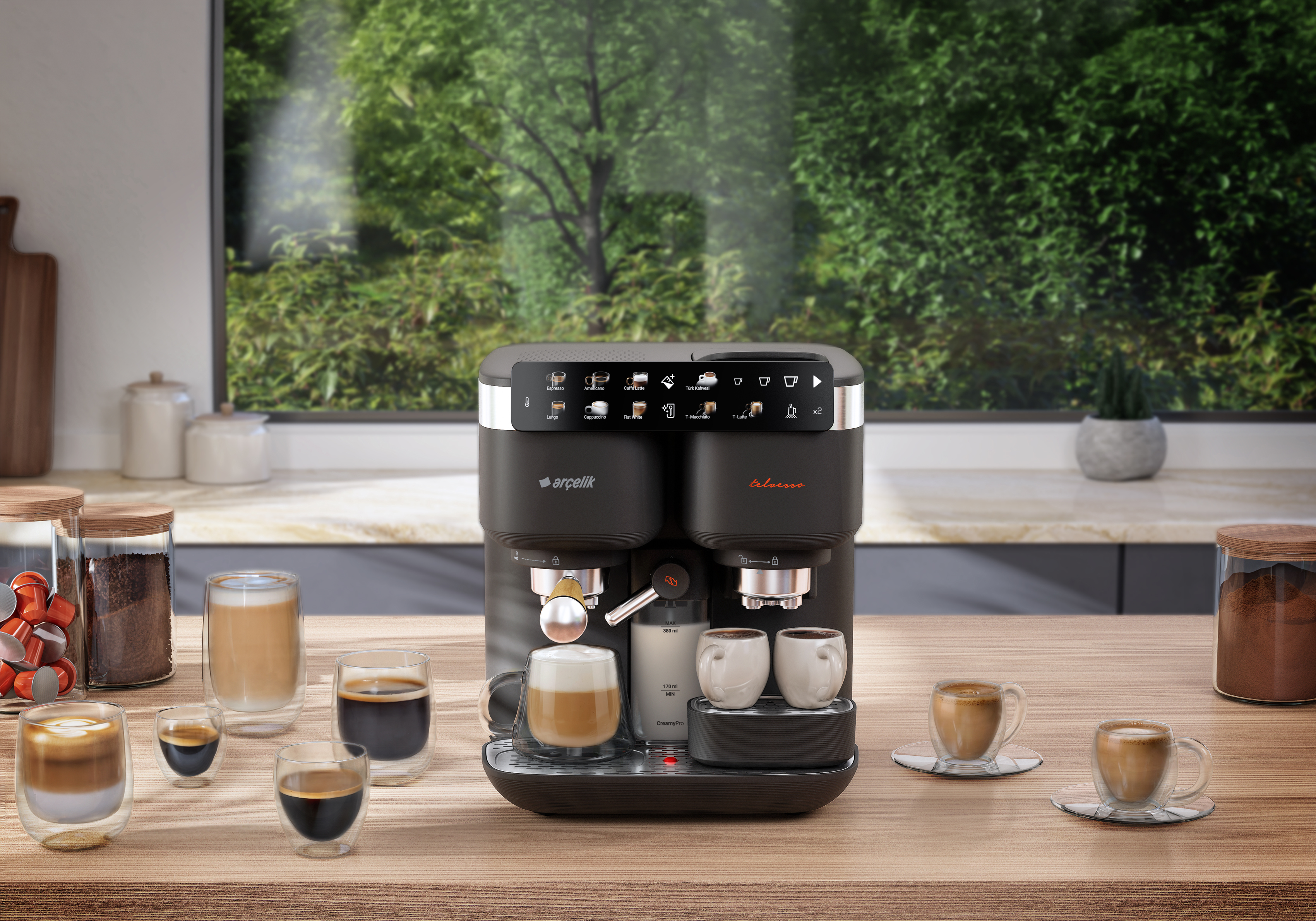 Telvesso TEM 9690 yarı otomatik espresso ve Türk kahvesi makinesi